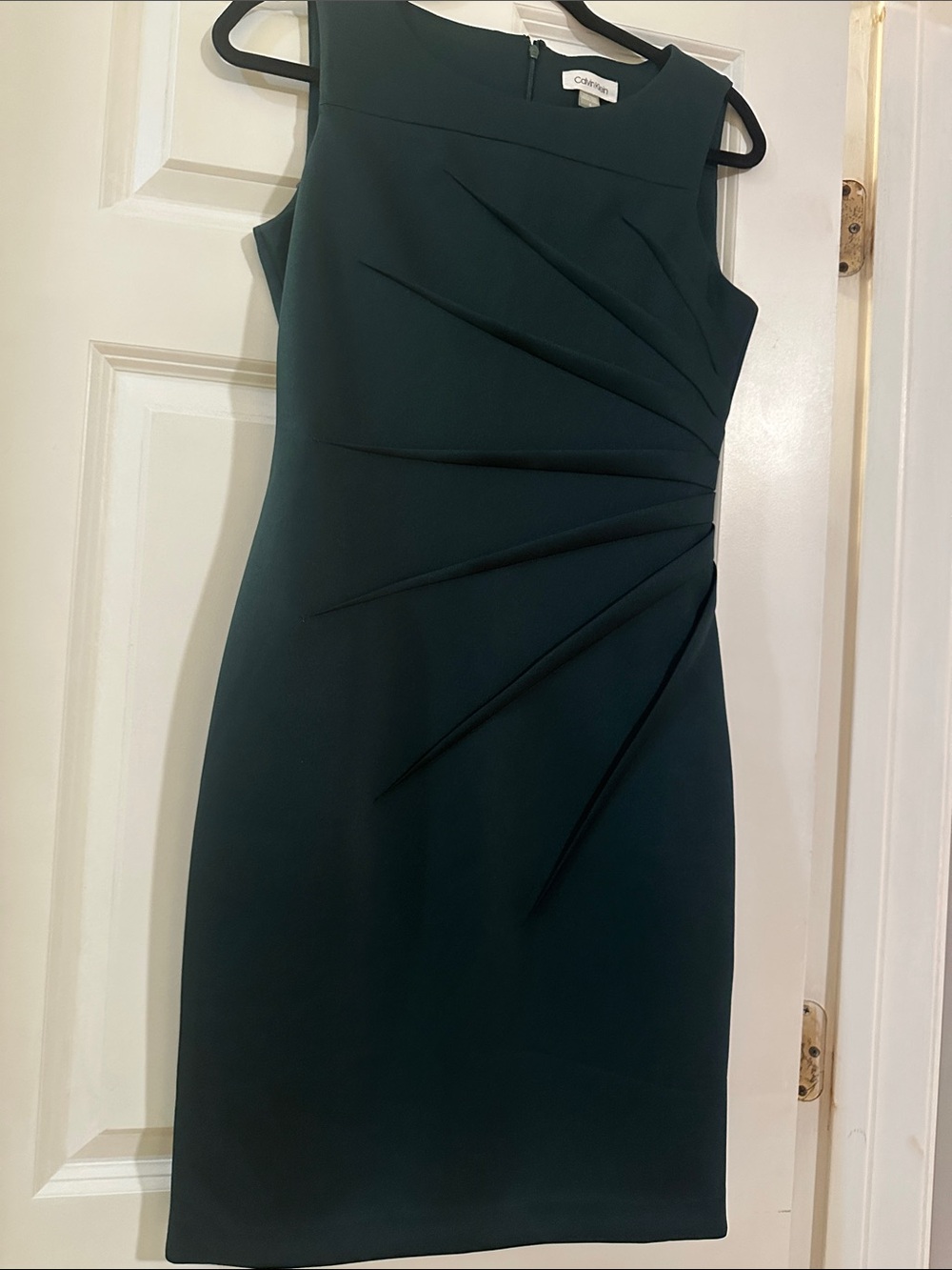 Calvin Klein Dark Teal Sleeveless Pleated Sheath Dress